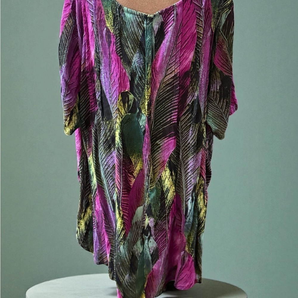 Roaman's Multicolor Feather Print Tunic